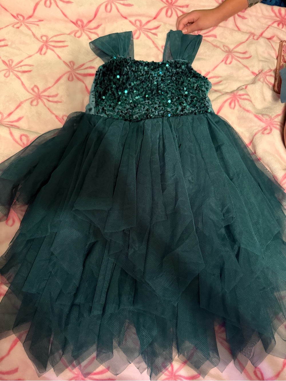 Cat & Jack Teal Sequin Tulle Party Dress